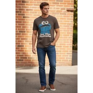 Sesame Street Cookie Monster Graphic Tee “Hey Nice Mustache” Size L